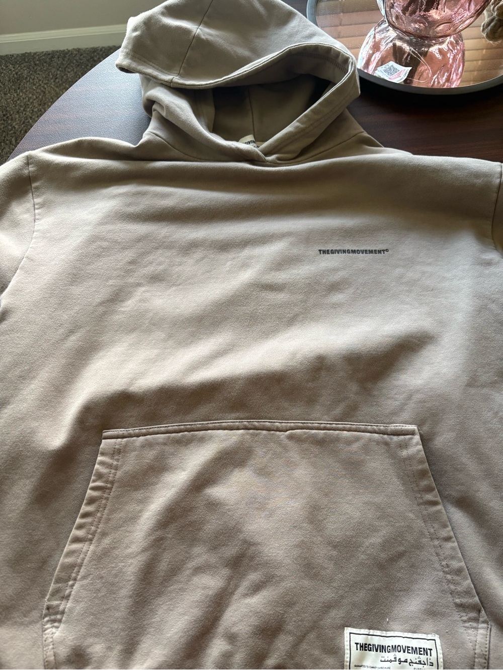 The giving movement Men’s Taupe Hoodie - Minimal Logo Pullover